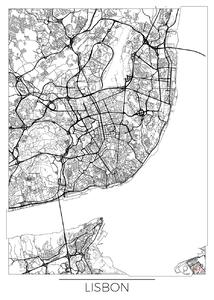 Harta Lisbon, Hubert Roguski, (30 x 40 cm)