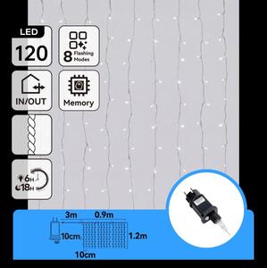 Aigostar-LED Ghirlandă de Crăciun pentru exterior 120xLED/8 funcții 3,9x1,2m IP44 alb rece