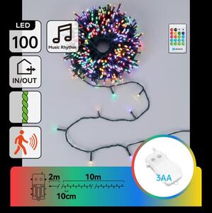 Aigostar - Ghirlandă LED reglabilă pentru exterior cu senzor 100xLED/3xAA 12m multicolor + telecomandă