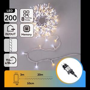 Aigostar - LED ghirlandă de Crăciun pentru exterior 200xLED/8 funcții 23m IP44 alb cald/alb rece