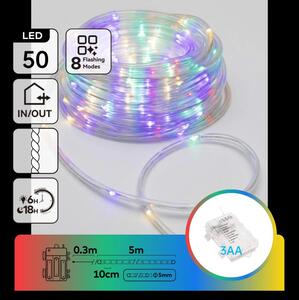 Aigostar - Ghirlandă LED de exterior pentru Crăciun, 50x LED / 8 funcții, 3x AA, 5,3 m, IP44, multicoloră