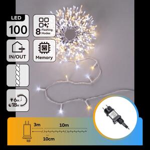 Aigostar - Ghirlandă de Crăciun LED pentru exterior, 100xLED, 8 funcții, 13 m, IP44, lumină caldă/rece
