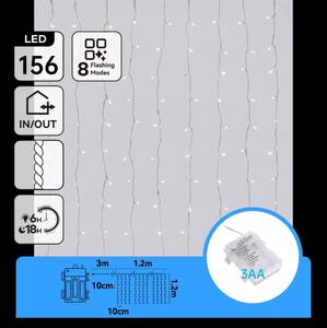 Aigostar-LED Ghirlandă luminoasă de exterior pentru Crăciun 156xLED/8 funcții 3xAA 4,2x1,2m IP44 alb rece