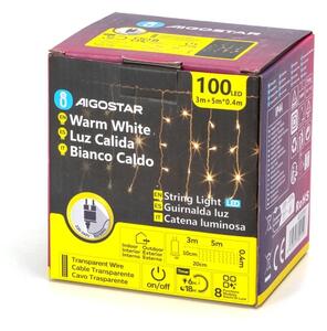 Aigostar - LED Ghirlandă de exterior pentru Crăciun 100xLED/8 funcții 8x0,4m IP44 alb cald
