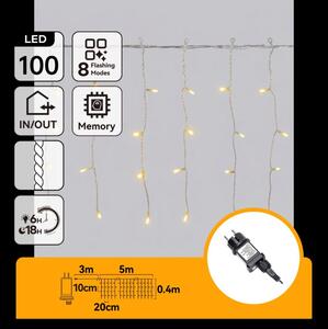 Aigostar - LED Ghirlandă de exterior pentru Crăciun 100xLED/8 funcții 8x0,4m IP44 alb cald