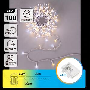 Aigostar - LED Ghirlandă de Crăciun pentru exterior 100xLED/8 funcții 3xAA 10,3m IP44 caldă/rece