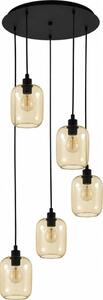 BRILAGI - lustră LED pe cablu RETRO GLASS 5xE27/60W/230V negru/maro fumuriu