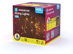 Aigostar - LED ghirlandă de exterior pentru Crăciun 400xLED/8 funcții 23x0,4m IP44 alb cald