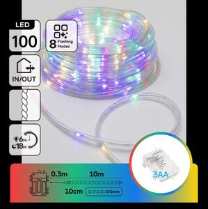 Aigostar-LED Instalație de Crăciun pentru exterior 100xLED/8 funcții 3xAA 10,3m IP44 multicolor