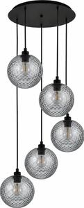 BRILAGI - LED Lustra pe cablu RETRO GLASS 5xE27/60W/230V negru/gri fumuriu