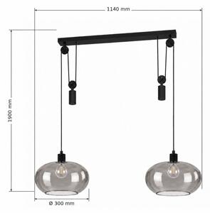 BRILAGI - lustră LED suspendată pe cablu RETRO GLASS 2xE27/40W/230V negru/gri fumuriu