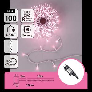 Aigostar - Ghirlandă LED de exterior pentru Crăciun, 100x LED/8 funcții, 13 m, IP44, roz