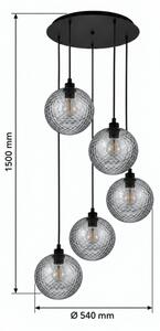 BRILAGI - LED Lustra pe cablu RETRO GLASS 5xE27/60W/230V negru/gri fumuriu