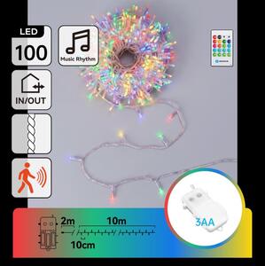 Aigostar - Șir de lumini LED reglabil pentru exterior cu senzor 100xLED/3xAA 12m multicolor + telecomandă
