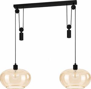 BRILAGI - Lustră LED suspendată pe cablu RETRO GLASS 2xE27/40W/230V negru/bej fumuriu