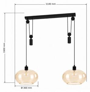 BRILAGI - Lustră LED suspendată pe cablu RETRO GLASS 2xE27/40W/230V negru/bej fumuriu