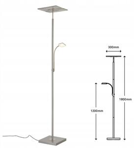 Briloner 1328-022 - lampă de podea LED dimerizabilă LED/21W/230V + LED/3,5W crom mat