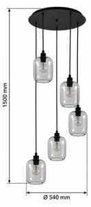 BRILAGI - lustra LED pe cablu RETRO GLASS 5xE27/60W/230V negru/gri fumuriu