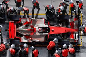 Fotografie de artă F1 pit crew working on F1 car., Jon Feingersh, (40 x 26.7 cm)