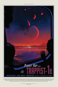 Ilustrare Trappist 1E (Planet & Moon Poster) - Space Series (NASA), (26.7 x 40 cm)