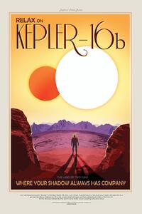 Ilustrare Kepler16b (Planet & Moon Poster) - Space Series (NASA), (26.7 x 40 cm)