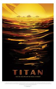 Ilustrare Titan (Retro Planet & Moon Poster) - Space Series (NASA), (26.7 x 40 cm)