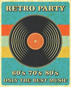 Poster de artă Retro Music and Vintage Vinyl Record, Youst, (35 x 40 cm)