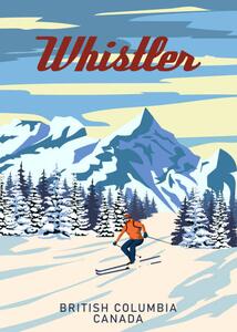 Ilustrare Whistler Travel Ski resort poster vintage., VectorUp, (30 x 40 cm)