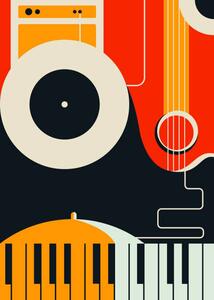 Ilustrație Poster template with abstract musical instruments., Sergei Krestinin, (30 x 40 cm)