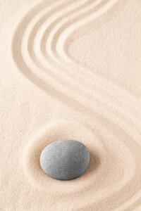 Ilustrație Zen garden meditation stone. Round rock, kikkerdirk