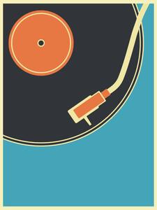 Ilustrație Retro Music Vintage Turntable Poster in, Youst, (30 x 40 cm)