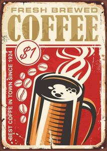 Ilustrație Fresh brewed coffee vintage sign design, lukeruk, (30 x 40 cm)