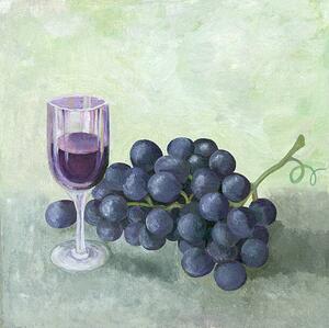Ilustrare Oil painting of red wine grapes, mitza, (40 x 40 cm)