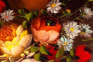 Ilustrare Macro of Still Life with Flowers Oil Painting, Dan Totilca, (40 x 26.7 cm)