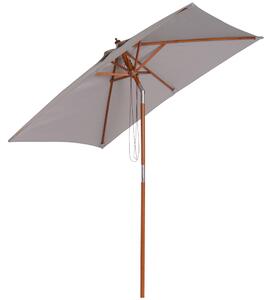Outsunny Umbrelă de Soare Reglabilă pentru Grădină, Cadru din Lemn, 2x1.5m, Gri | Aosom Romania