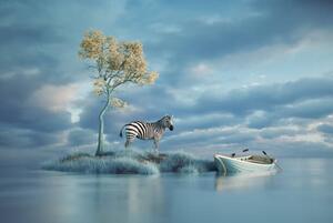Poster de artă Surreal image of a zebra on, Orla, (40 x 26.7 cm)