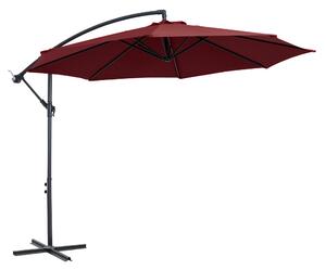 Outsunny Umbrelă Descentralizată pentru Exterior, Roșu Închis, Manivelă, Oțel și Poliester Anti-UV, Φ300x250cm | Aosom Romania