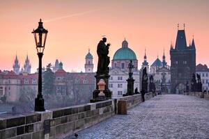 Fotografie de artă Charles Bridge in the morning, Prague,, Hans-Peter Merten, (40 x 26.7 cm)