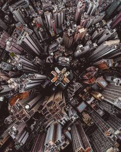 Fotografie de artă Aerial perspective of skyscrapers in Mid, Abstract Aerial Art, (30 x 40 cm)