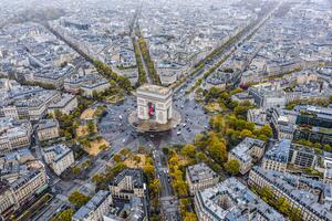 Fotografie de artă Arc de Triomphe from the sky, Paris, GlobalP, (40 x 26.7 cm)