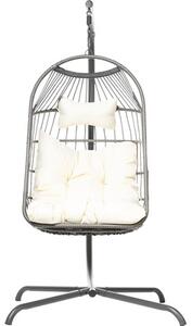Scaun cuib pliabil 198x76x60 cm gri/bej