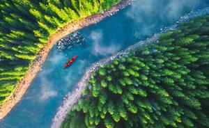 Fotografie de artă Aerial view of rafting boat or, valio84sl, (40 x 24.6 cm)