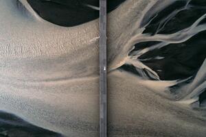 Fotografie de artă Car driving over a bridge crossing, Abstract Aerial Art, (40 x 26.7 cm)