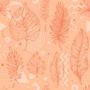 Fotografie de artă 2024 peach palm leaf color pattern., o-che, (40 x 40 cm)