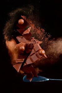 Fotografie de artă Broken chocolate pieces balancing on a, Dina Belenko Photography, (26.7 x 40 cm)