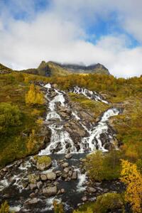Fotografie de artă Lofoten waterfall on Moskenesoya, Lofoten, Norway, miroslav_1, (26.7 x 40 cm)