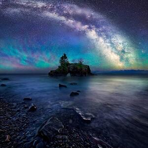 Fotografie de artă Milky Way Over Hollow Rock, Matt Anderson Photography, (40 x 40 cm)
