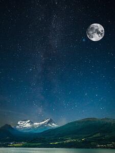 Fotografie de artă stars shine in the sky over the fjords, Lindrik, (30 x 40 cm)