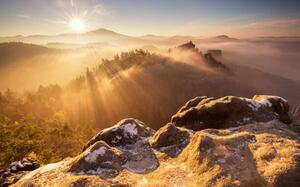 Fotografie de artă Misty morning,Scenic view of mountains against, Karel Stepan / 500px, (40 x 24.6 cm)