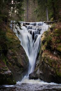 Fotografie Scenic view of waterfall in forest,Czech Republic, Adrian Murcha / 500px, (26.7 x 40 cm)